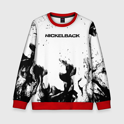 Детский свитшот Nickelback серый дым рок / 3D-Красный – фото 1