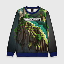 Свитшот детский Minecraft logo летняя карта, цвет: 3D-синий