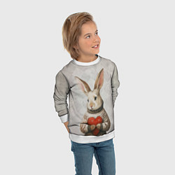 Свитшот детский Влюблённый кролик в свитере с сердцем, цвет: 3D-белый — фото 2
