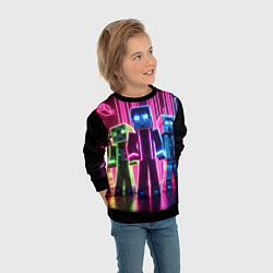 Свитшот детский Minecraft characters - neon glow, цвет: 3D-черный — фото 2