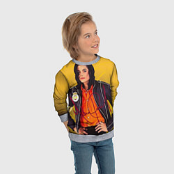Свитшот детский Michael Jackson на золотом фоне с графикой, цвет: 3D-меланж — фото 2