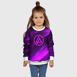 Свитшот детский Linkin park neon stripes logo, цвет: 3D-белый — фото 2