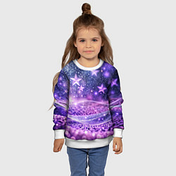 Свитшот детский Абстрактные звезды в фиолетовых искрах, цвет: 3D-белый — фото 2