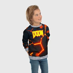 Свитшот детский Doom плиты лого в огне, цвет: 3D-меланж — фото 2