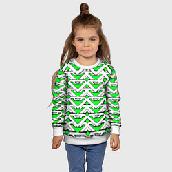 Свитшот детский Бело-зелёный узор, цвет: 3D-белый — фото 2