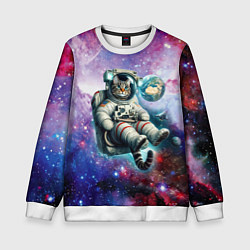 Детский свитшот Brave cat in space - ai art