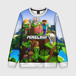 Свитшот детский Minecraft pixel world, цвет: 3D-белый