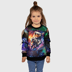 Свитшот детский Котик бравый космонавт - неон, цвет: 3D-черный — фото 2