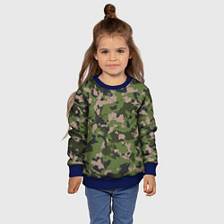 Свитшот детский Камуфляжный паттерн в стиле Woodland, цвет: 3D-синий — фото 2