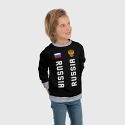Свитшот детский Россия три полоски на черном фоне, цвет: 3D-меланж — фото 2