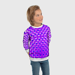 Свитшот детский Фиолетовые квадраты на белом фоне, цвет: 3D-белый — фото 2