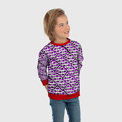 Свитшот детский Фиолетово-белый узор на чёрном фоне, цвет: 3D-красный — фото 2