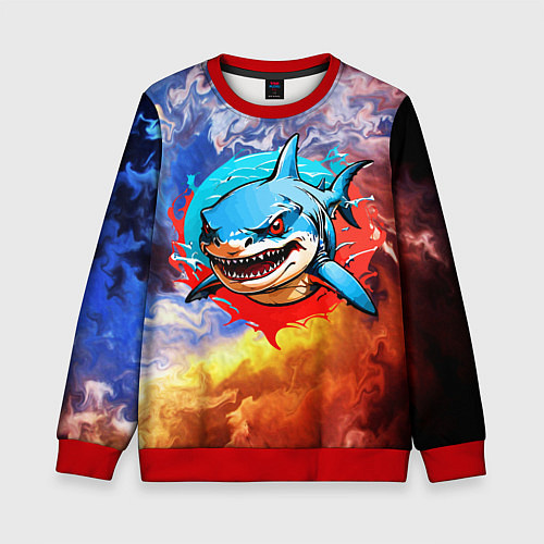 Детский свитшот Акула по курсу / 3D-Красный – фото 1