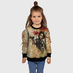 Свитшот детский Джон Уик с пистолетом в стиле гранж, цвет: 3D-черный — фото 2