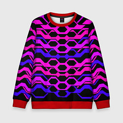 Детский свитшот Розовые техно полосы на чёрном фоне