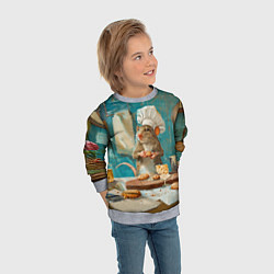 Свитшот детский Крыса шеф повар на кухне, цвет: 3D-меланж — фото 2