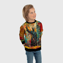 Свитшот детский Абстрактное граффити человека в черном костюме, цвет: 3D-черный — фото 2