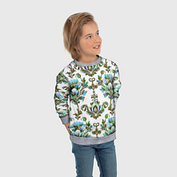 Свитшот детский Цветочный винтажный узор, цвет: 3D-меланж — фото 2