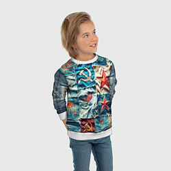 Свитшот детский Пэчворк джинсы из СССР, цвет: 3D-белый — фото 2