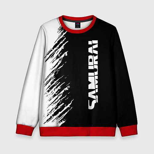 Детский свитшот Самурай штрихи - киберпанк 2077 / 3D-Красный – фото 1