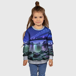 Свитшот детский Вечерняя Америка - мост, цвет: 3D-меланж — фото 2