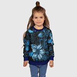 Свитшот детский Синие цветы абстракции, цвет: 3D-синий — фото 2