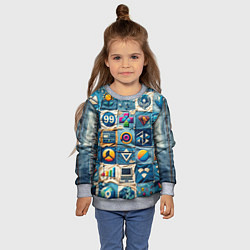 Свитшот детский Пэчворк деним из девяностых, цвет: 3D-меланж — фото 2