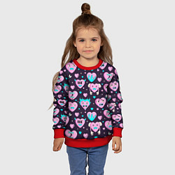 Свитшот детский Паттерн с арт сердцами, цвет: 3D-красный — фото 2