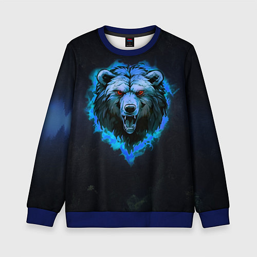 Детский свитшот Пылающая эмблема медведя / 3D-Синий – фото 1