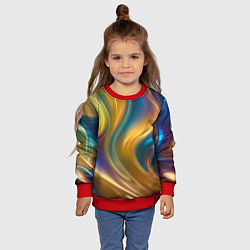Свитшот детский Жидкий разноцветный металл, цвет: 3D-красный — фото 2