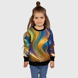 Свитшот детский Жидкий разноцветный металл, цвет: 3D-черный — фото 2