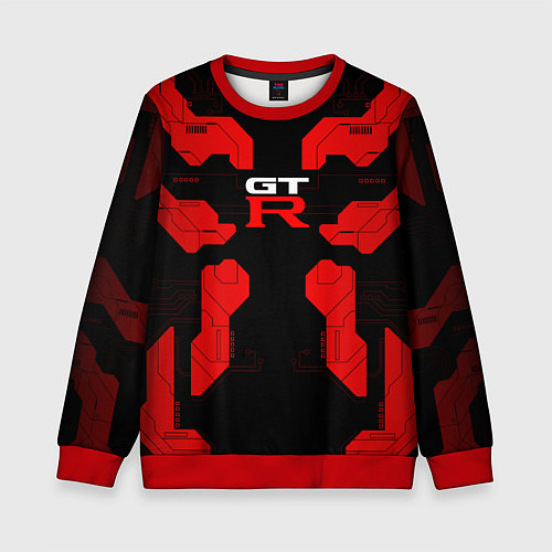 Детский свитшот Nissan GTR - Cyber red / 3D-Красный – фото 1