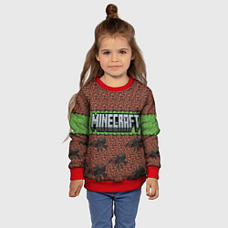 Свитшот детский Minecraft logo with spider, цвет: 3D-красный — фото 2