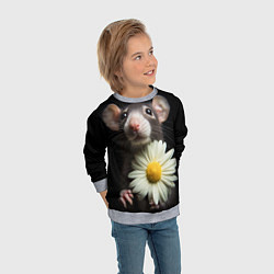 Свитшот детский Крыс и ромашка, цвет: 3D-меланж — фото 2