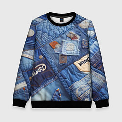 Свитшот детский Vanguard jeans patchwork - ai art, цвет: 3D-черный