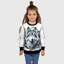 Свитшот детский Волк и природа, цвет: 3D-черный — фото 2