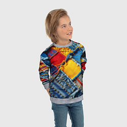 Свитшот детский Colorful denim patchwork - ai art, цвет: 3D-меланж — фото 2