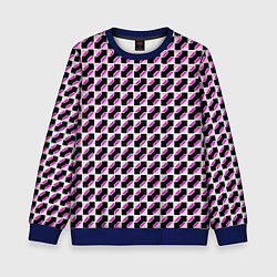 Свитшот детский Чёрно-розовые ячейки, цвет: 3D-синий