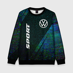 Свитшот детский Volkswagen sport glitch blue, цвет: 3D-черный