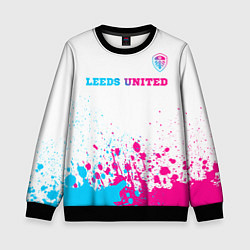 Свитшот детский Leeds United neon gradient style посередине, цвет: 3D-черный