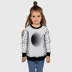 Свитшот детский Червоточина - черная сетка на белом, цвет: 3D-черный — фото 2