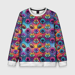 Свитшот детский Furry color anime faces, цвет: 3D-белый