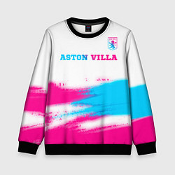 Свитшот детский Aston Villa neon gradient style посередине, цвет: 3D-черный