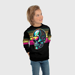 Свитшот детский Cyber skull - ai art fantasy, цвет: 3D-черный — фото 2