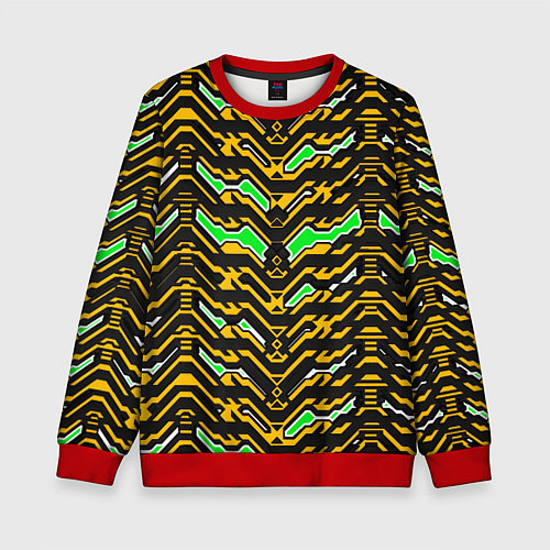 Детский свитшот Агрессивный чёрно-жёлтый паттерн / 3D-Красный – фото 1