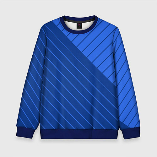 Детский свитшот Сине-голубой косые полосы / 3D-Синий – фото 1