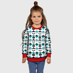Свитшот детский Разноцветный черный голубой с белым геометрический, цвет: 3D-красный — фото 2