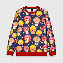 Свитшот детский Веселые грибочки паттерн, цвет: 3D-красный