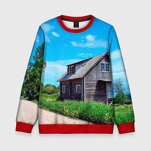 Детский свитшот Дом в деревне / 3D-Красный – фото 1