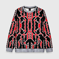 Детский свитшот Техно красные линии с белой обводкой на чёрном фон